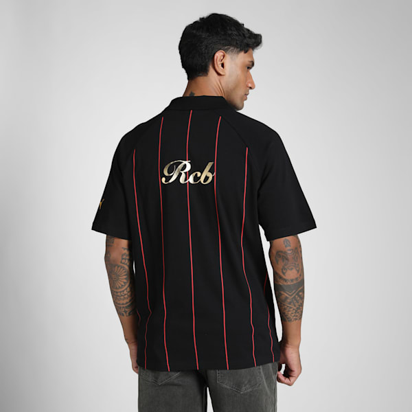 PUMA x RCB Men's Relaxed Fit Striper Polo, PUMA Black, extralarge-IND