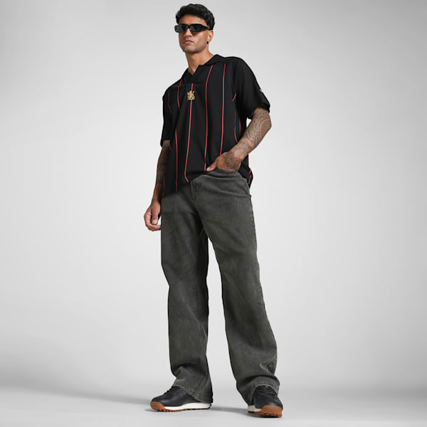 PUMA x RCB Men's Relaxed Fit Striper Polo, PUMA Black, extralarge-IND
