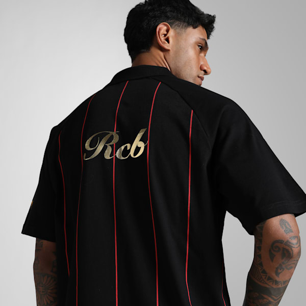 PUMA x RCB Men's Relaxed Fit Striper Polo, PUMA Black, extralarge-IND