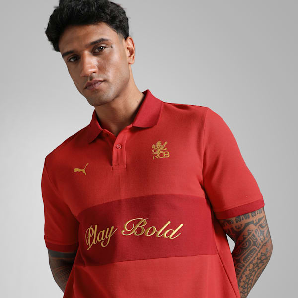 PUMA x RCB Men's Retro Polo, Flame Scarlet, extralarge-IND