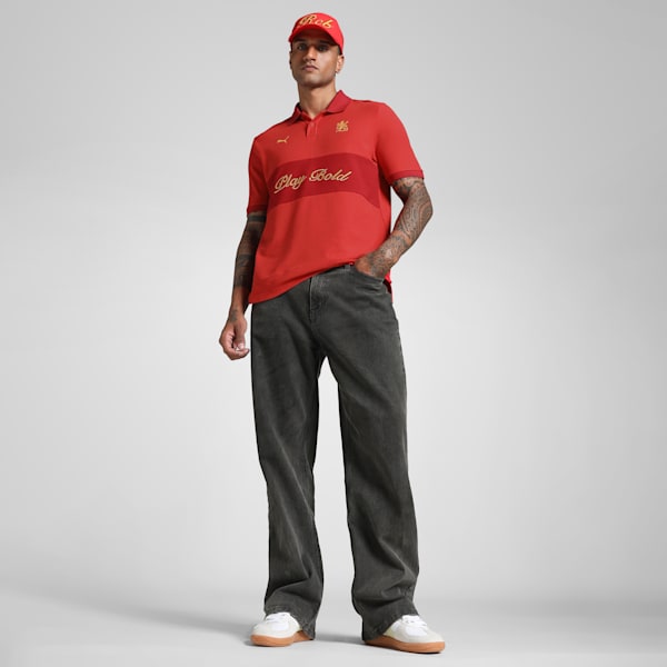 PUMA x RCB Men's Retro Polo, Flame Scarlet, extralarge-IND