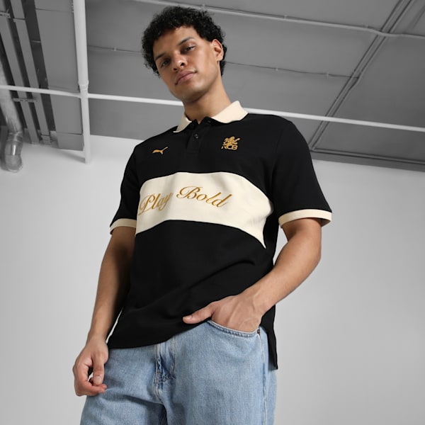PUMA x RCB Men's Retro Polo, PUMA Black, extralarge-IND