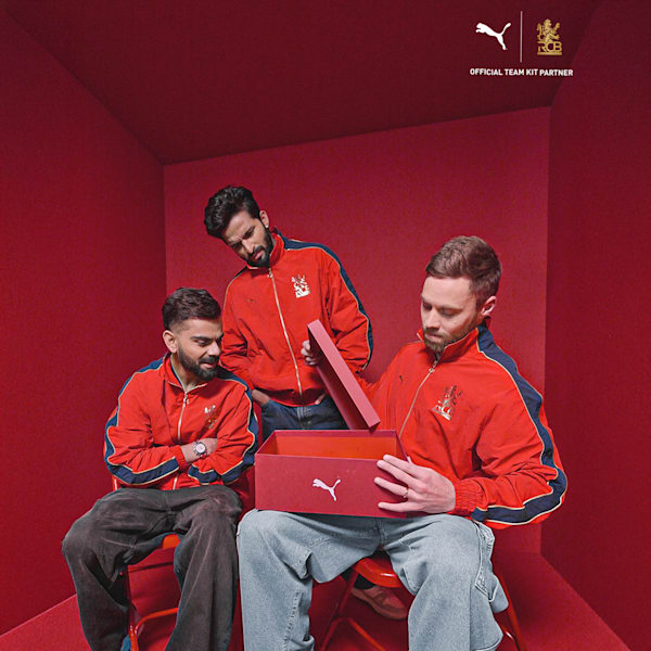 Puma x RCB Men's T7 Jacket, Flame Scarlet, extralarge-IND