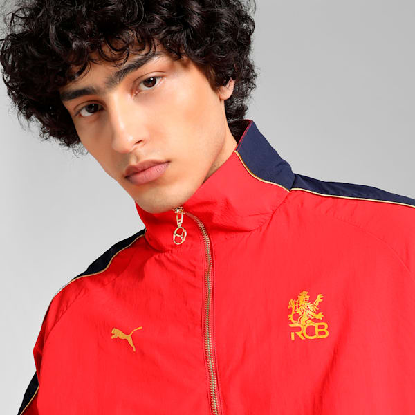 Puma x RCB Men's T7 Jacket, Flame Scarlet, extralarge-IND