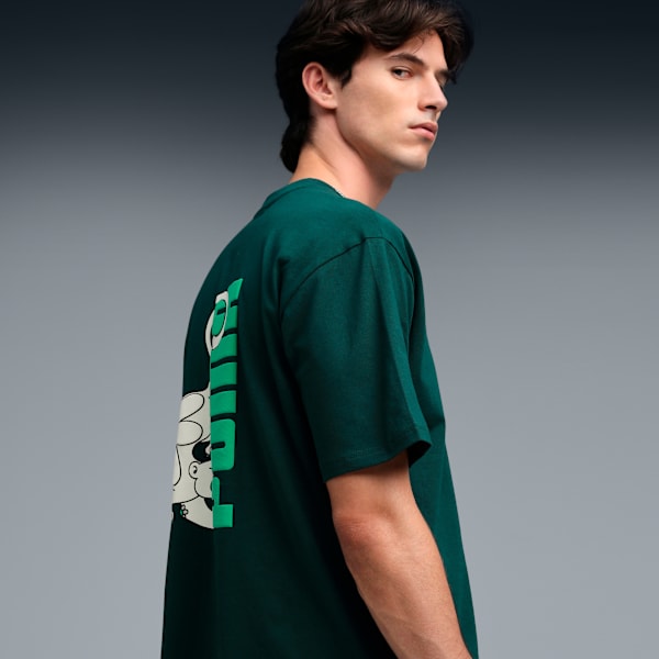 Graphic Back Print Men's Relaxed Fit T-shirt, Green Terrain, extralarge-IND