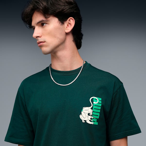 Graphic Back Print Men's Relaxed Fit T-shirt, Green Terrain, extralarge-IND