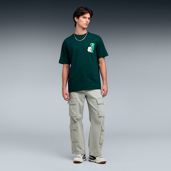 Graphic Back Print Men's Relaxed Fit T-shirt, Green Terrain, extralarge-IND