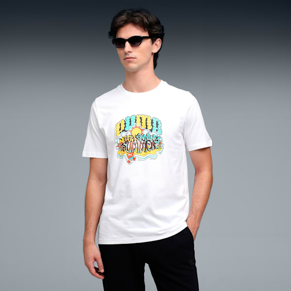 Graphic Front Print Men's Regular Fit T-shirt, PUMA White, extralarge-IND