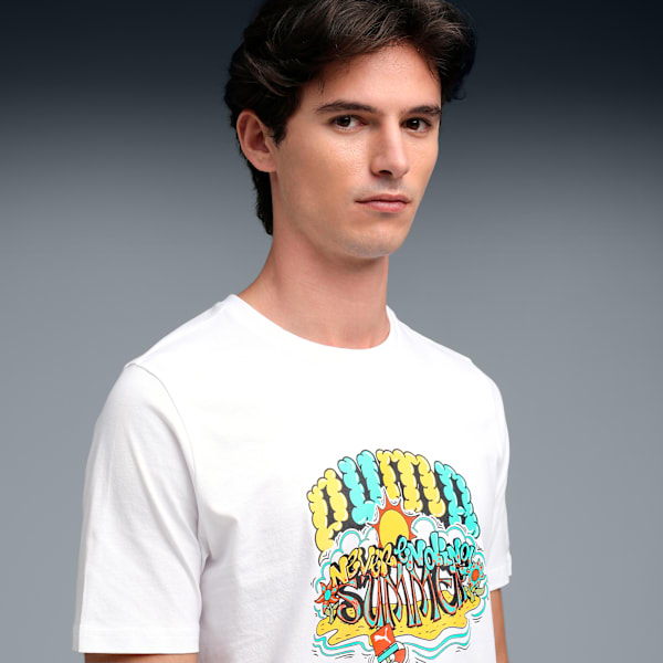 Graphic Front Print Men's Regular Fit T-shirt, PUMA White, extralarge-IND