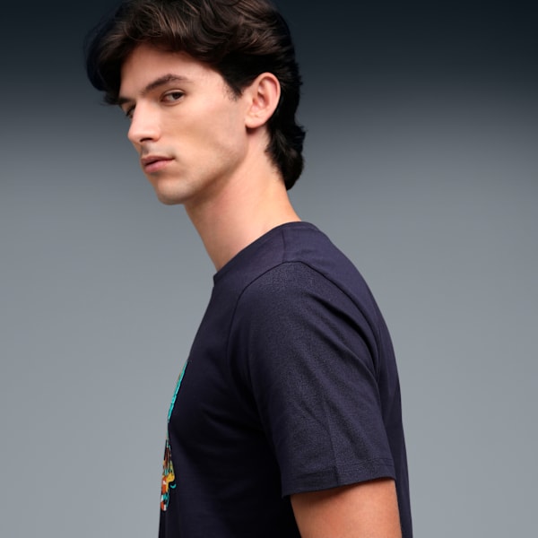 Graphic Front Print Men's Regular Fit T-shirt, New Navy, extralarge-IND