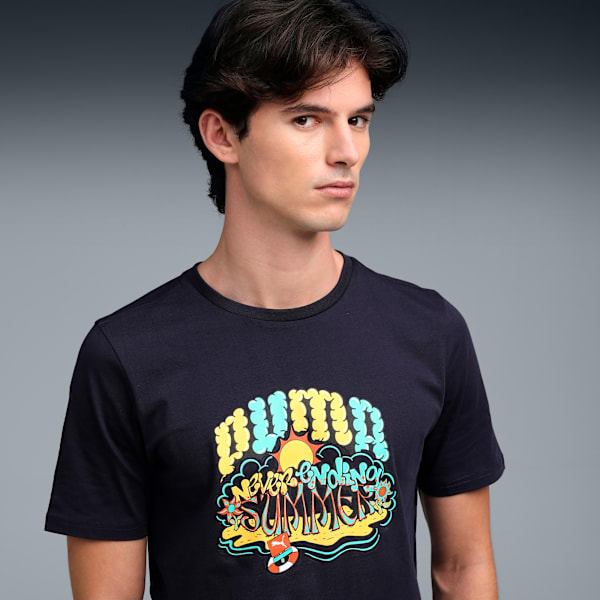 Graphic Front Print Men's Regular Fit T-shirt, New Navy, extralarge-IND