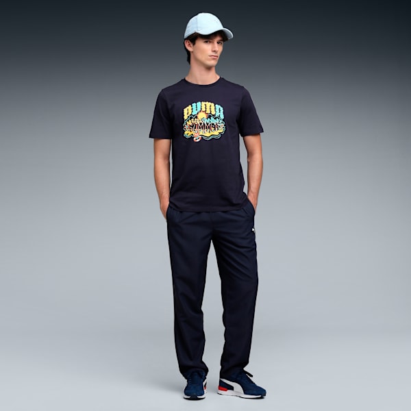 Graphic Front Print Men's Regular Fit T-shirt, New Navy, extralarge-IND