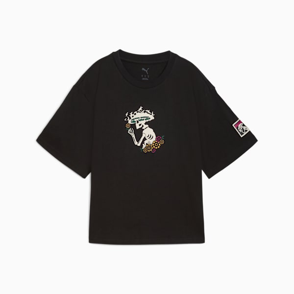 Día de Muertos Women's Relaxed Tee, PUMA Black, extralarge