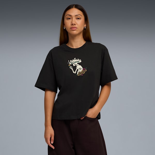 Día de Muertos Women's Relaxed Tee, PUMA Black, extralarge