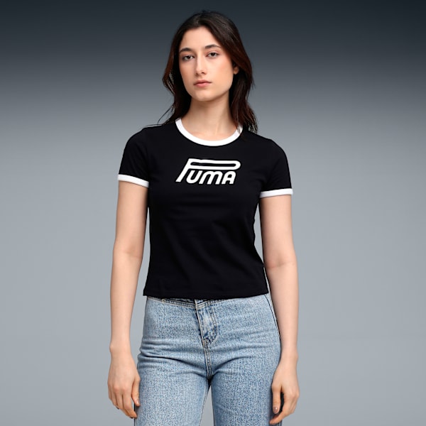 FUTURE ARCHIVE Women's Cotton Slim Fit Tee, PUMA Black, extralarge-IND