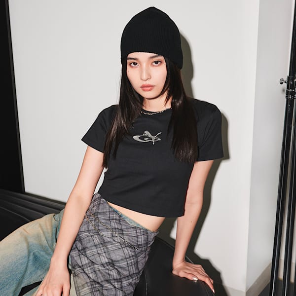 ウィメンズ PUMA x EMODA 半袖 Tシャツ, PUMA Black, extralarge-JPN