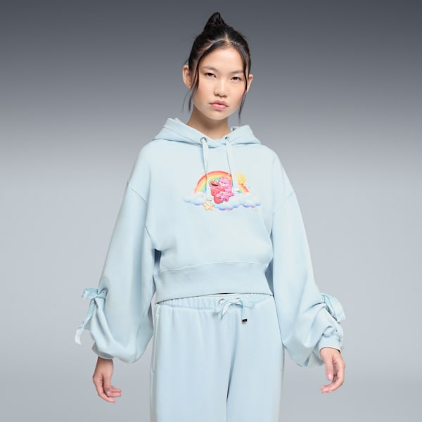 PUMA x CARE BEARS x SESAME STREET Women's Relaxed Fleece Hoodie, Sea Glass, extralarge