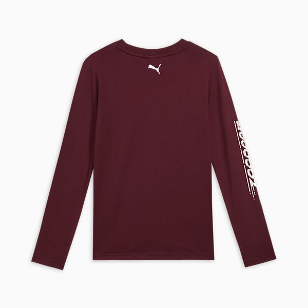 SUPER PUMA Kids' Graphic Long Sleeve Tee, Ruby Shimmer, extralarge-IND