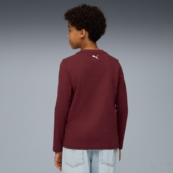 SUPER PUMA Kids' Graphic Long Sleeve Tee, Ruby Shimmer, extralarge-IND