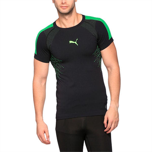 evoTRG Men's evoKNIT Football Training T-Shirt, Puma Black-Green Gecko, extralarge-IND