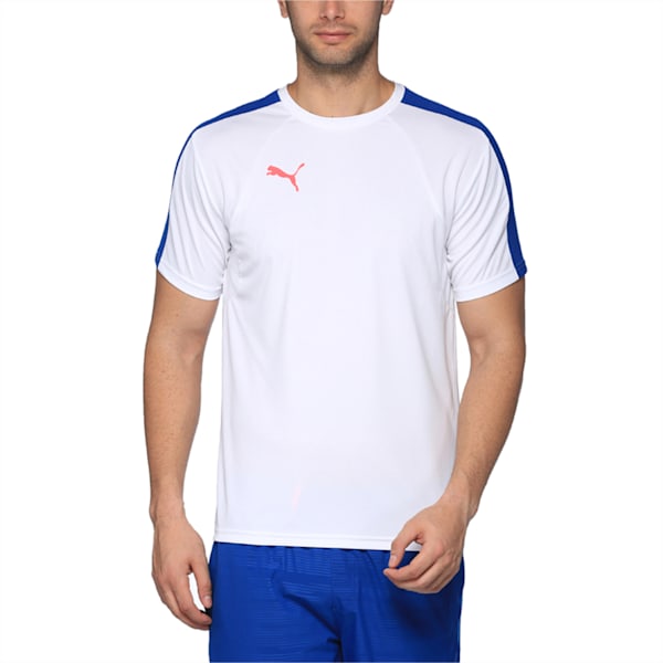 evoTRG Men's Football Training T-Shirt, White-TRUE BLUE-BrightPlasma, extralarge-IND