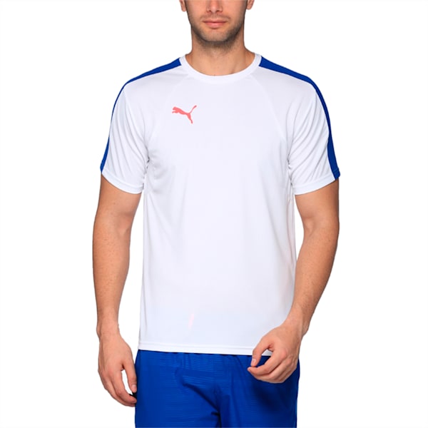 evoTRG Men's Football Training T-Shirt, White-TRUE BLUE-BrightPlasma, extralarge-IND