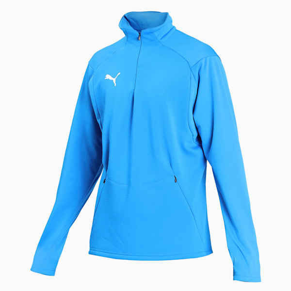 LIGA Training Fleece Quarter Zip Men's Football Pullover, Electric Blue Lemonade, extralarge-IND