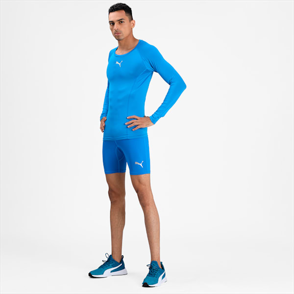 LIGA Baselayer Men's Above-Knee Football Tights, Electric Blue Lemonade, extralarge-IND