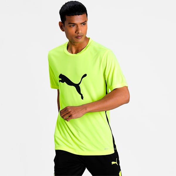 ftblPLAY Logo Men's Slim T-shirt, Yellow Alert-Puma Black, extralarge-IND