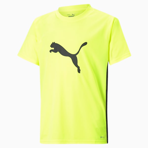 ftblPLAY Logo dryCELL Kid's  T-shirt, Yellow Alert-Puma Black, extralarge-IND