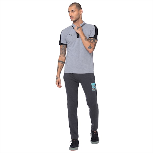 Travel Men's Polo, Medium Gray Heather-Puma Bla