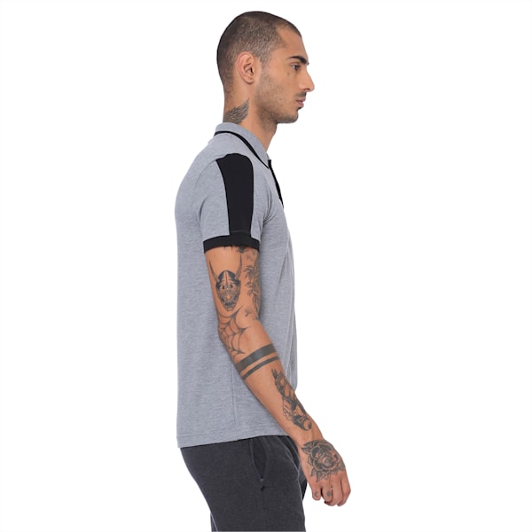 Travel Men's Polo, Medium Gray Heather-Puma Bla