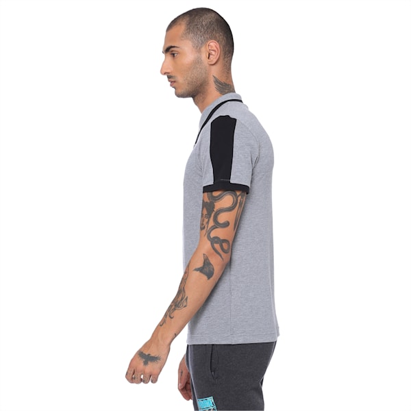 Travel Men's Polo, Medium Gray Heather-Puma Bla