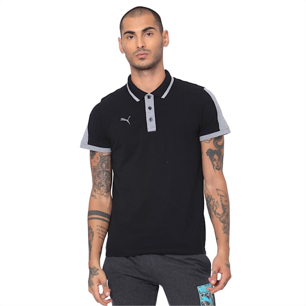 Travel Men's Polo, Puma Black-Medium Gray Heath
