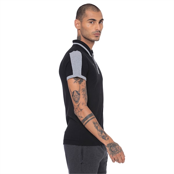 Travel Men's Polo, Puma Black-Medium Gray Heath