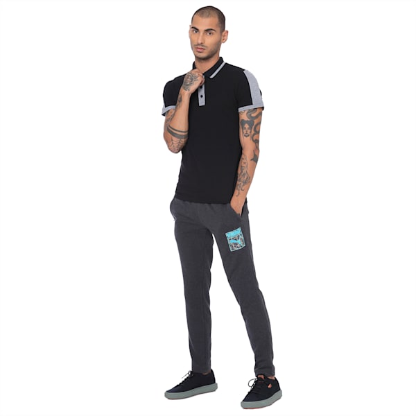Travel Men's Polo, Puma Black-Medium Gray Heath