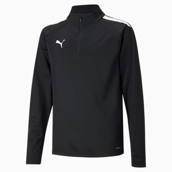 teamLIGA Quarter-Zip Youth Football Top, Puma Black-Puma White, extralarge-GBR
