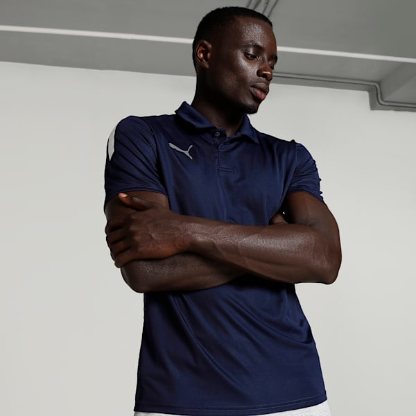 teamLIGA Sideline Men's Football Polo Shirt, Peacoat-Puma White, extralarge-IND