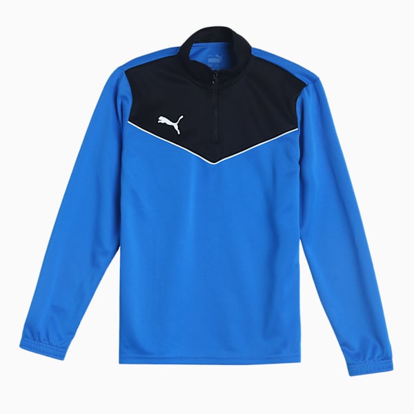 IndividualRISE 1/4 Zipped Kid's Football Shirt, Electric Blue Lemonade-Puma Black, extralarge-IND