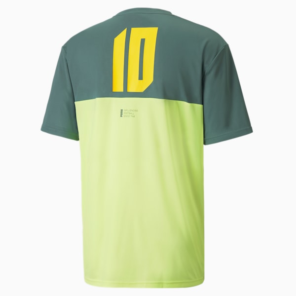 FUßBALL '60s Men's Soccer Tee, Silver Pine-Fizzy Yellow-China Blue