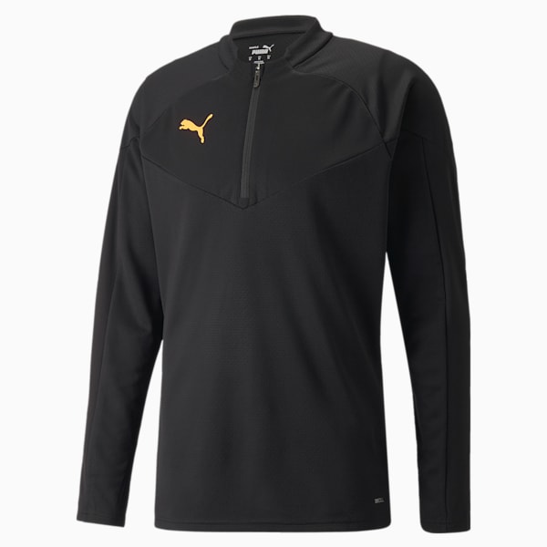 Chamarra de entrenamiento de fútbol individualFINAL con cierre de un cuarto para hombre, Puma Black-Neon Citrus, extralarge