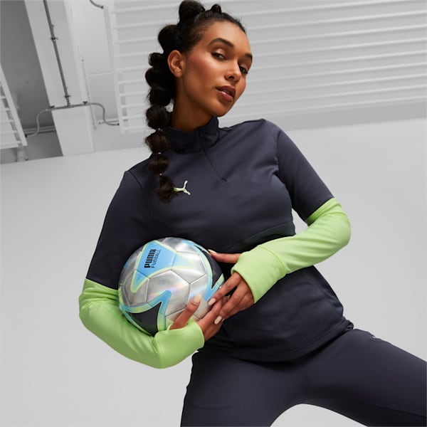 Camiseta de fútbol LIGA de mujer, con cierre de un cuarto individual, Parisian Night-Fizzy Light