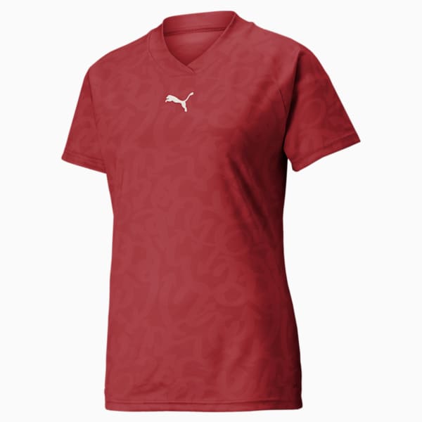 Jersey de fútbol con capucha SHE MOVES THE GAME para mujer, Intense Red, extralarge