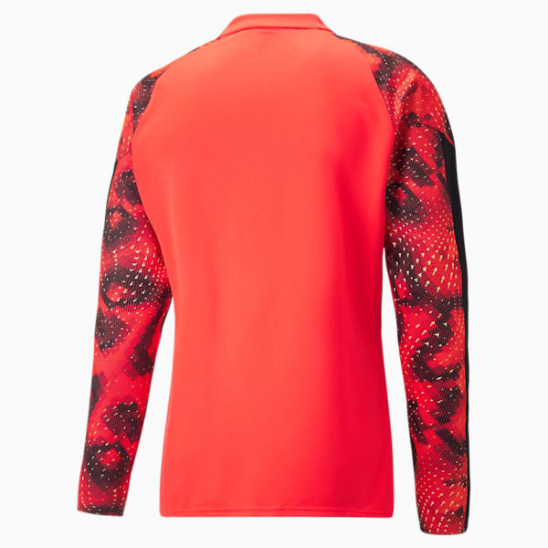 individualFINAL Men's Football WC 1/4 Zip Top, Fiery Coral-Puma Black, extralarge-IND
