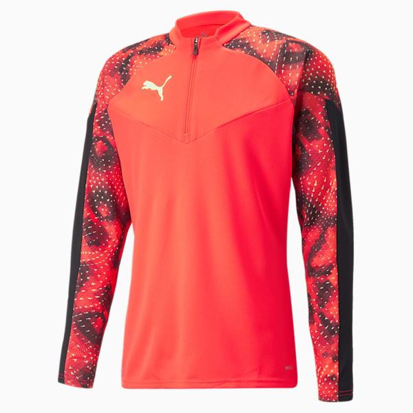 individualFINAL Men's Football WC 1/4 Zip Top, Fiery Coral-Puma Black, extralarge-IND