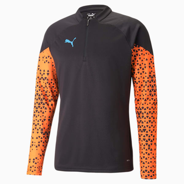 individualCUP Men's 1/4 Zip Slim Fit Jacket, PUMA Black-Ultra Orange, extralarge-IND