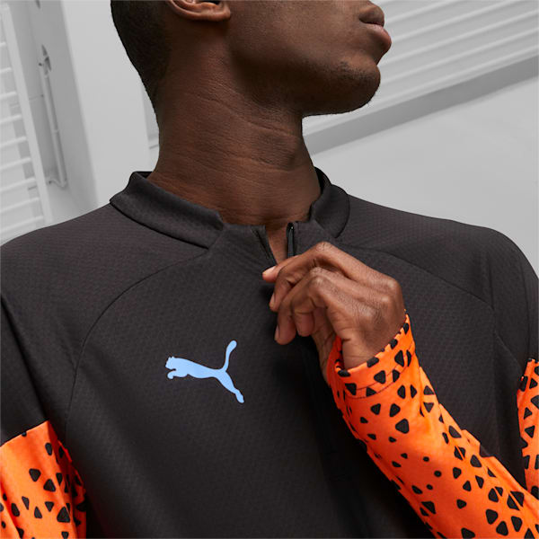 individualCUP Men's 1/4 Zip Slim Fit Jacket, PUMA Black-Ultra Orange, extralarge-IND