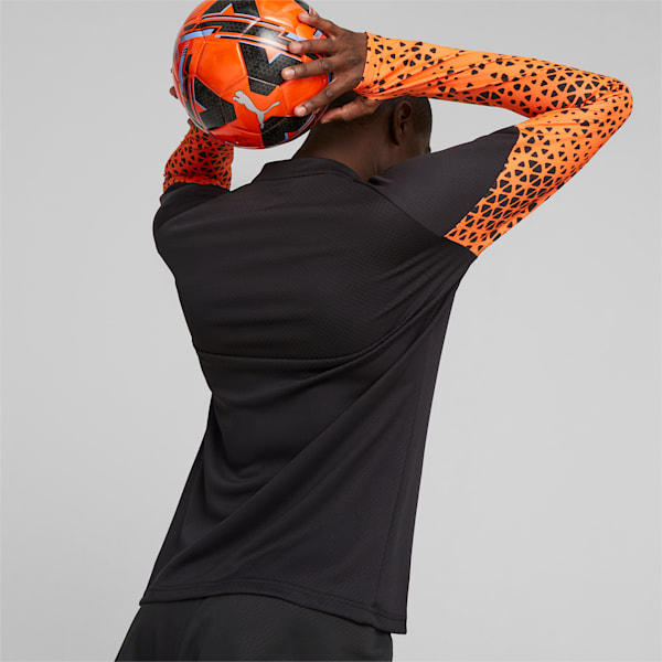 individualCUP Men's 1/4 Zip Slim Fit Jacket, PUMA Black-Ultra Orange, extralarge-IND