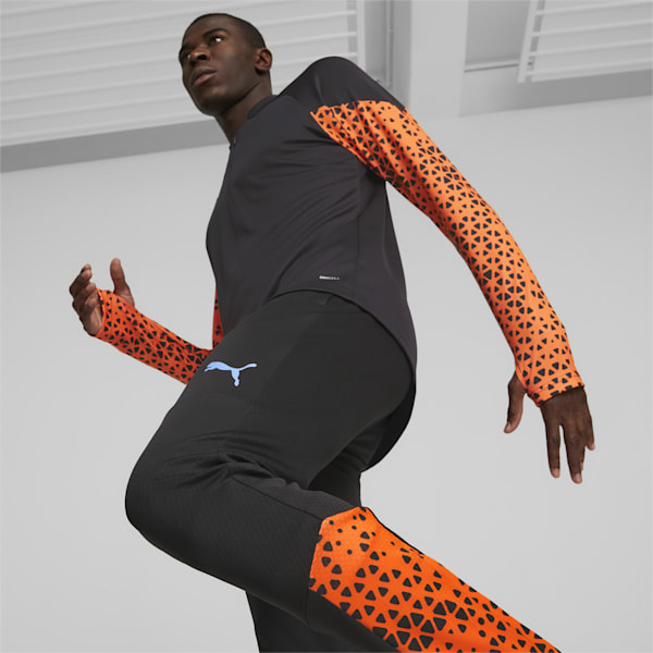 individualCUP Men's Football Training Slim Fit Pants, PUMA Black-Ultra Orange, extralarge-AUS