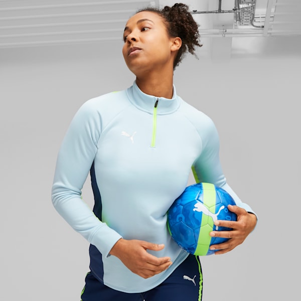 individualBLAZE Women's Quarter-Zip Football Top, Silver Sky-Persian Blue, extralarge-GBR